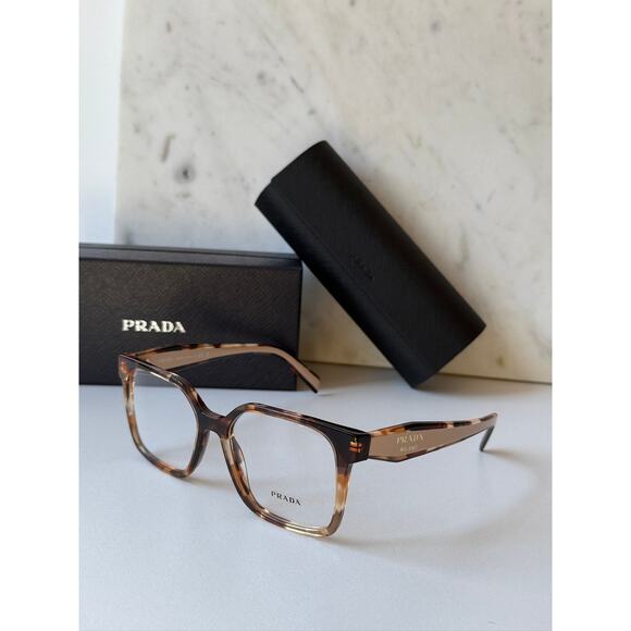 NEW Prada PR B03V Brown Powder Square Eyeglasses Frames main image 4